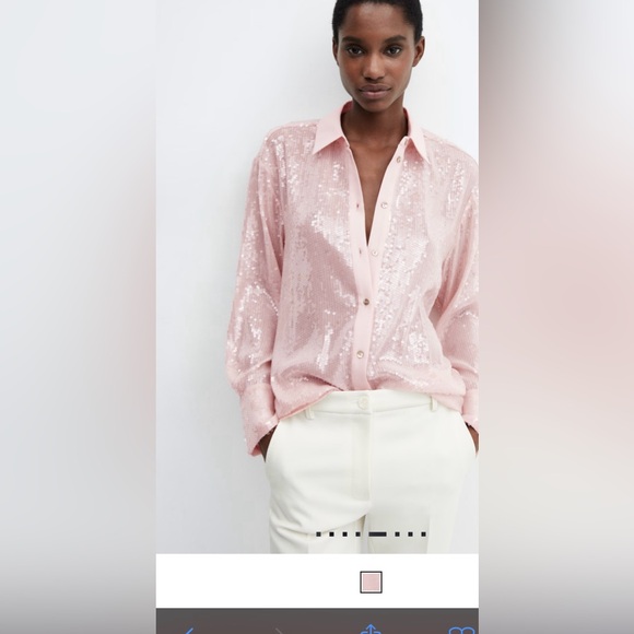 Mango Tops - Mango sequin shirt in pink